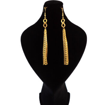 گوشواره آویز استیل 316 طرح بی نهایت ریش دار طلایی رنگ