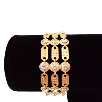 دستبند زنجیری سه رج برند ژوپینگ اصل با نگین های الماس سواروفسکی با روکش قوی طلا
