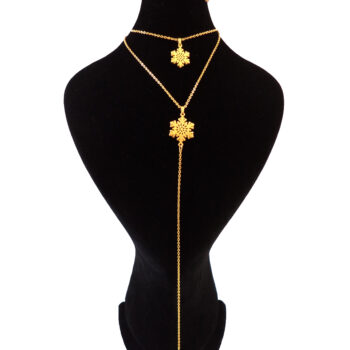 رو لباسی و رومانتویی استیل 316 طرح ستاره دو رج آویز دار طلایی رنگ