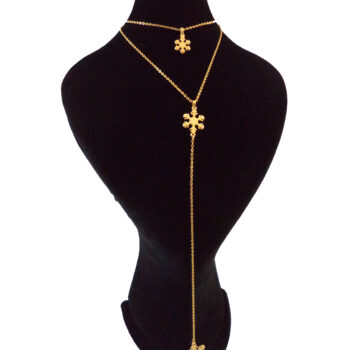 رو لباسی و رومانتویی استیل 316 طرح ستاره بدون قاب دو رج آویز دار طلایی رنگ