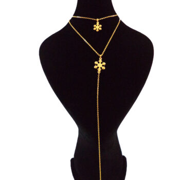 رو لباسی و رومانتویی استیل 316 طرح ستاره بدون قاب دو رج آویز دار طلایی رنگ